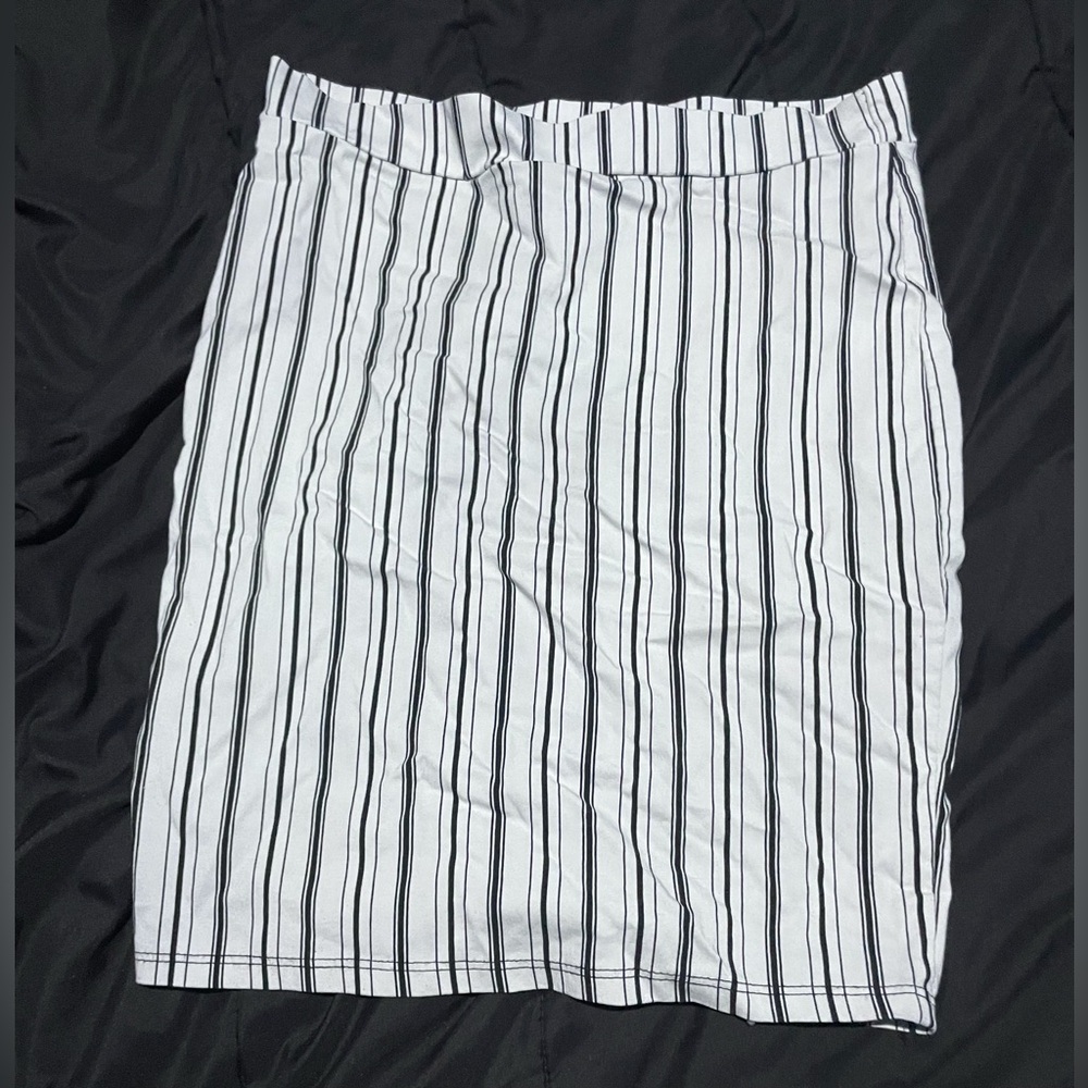 90s y2k white black striped midi pencil skirt